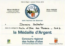 Huile d'olive provence Argent 2010